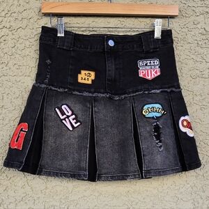 Immodel Patchwork Pleated Mini Skirt